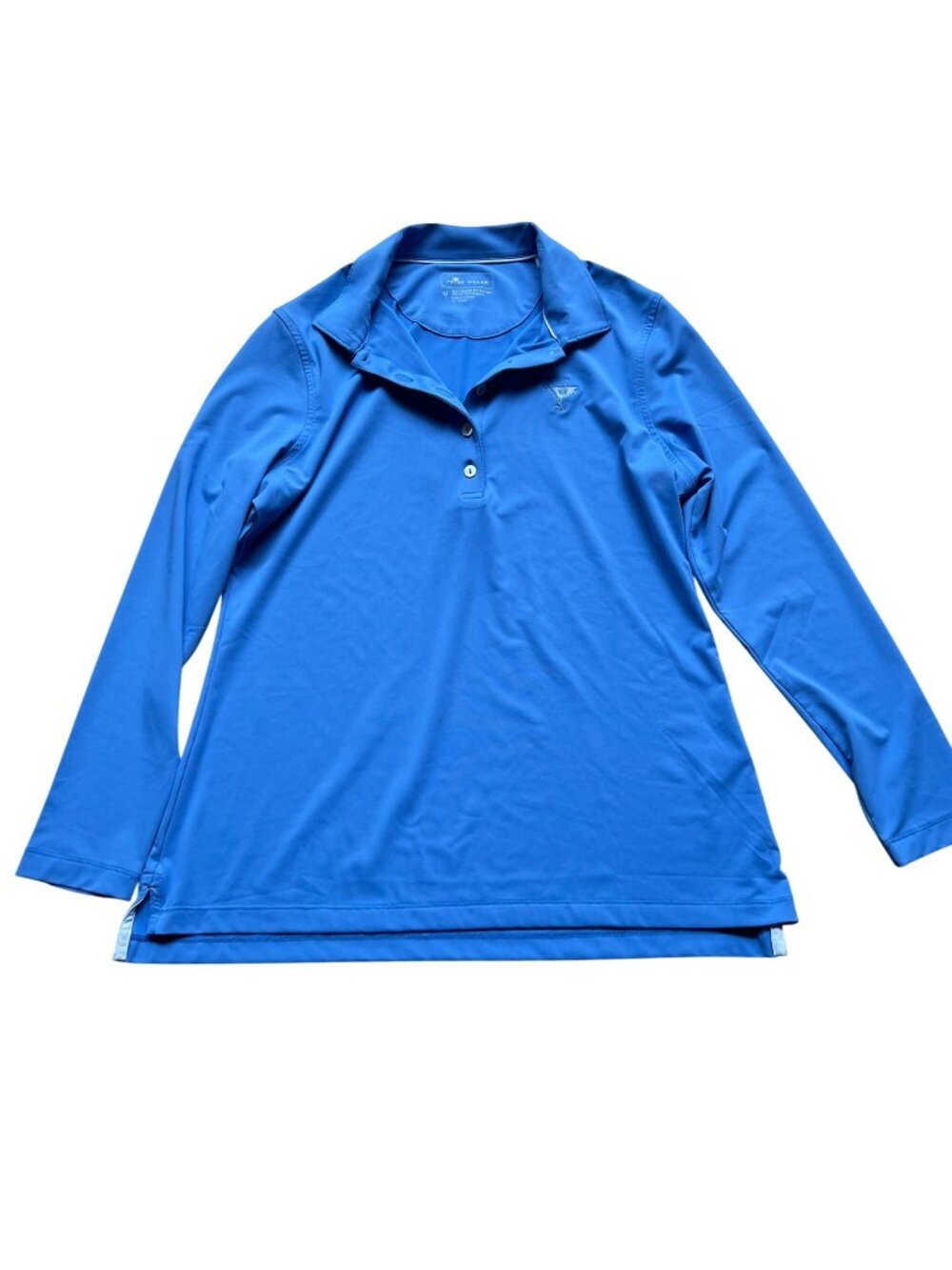 Peter Millar Size M Blue UPF 50+ Protection Golf Outdoor Long Sleeve Polo Shirt